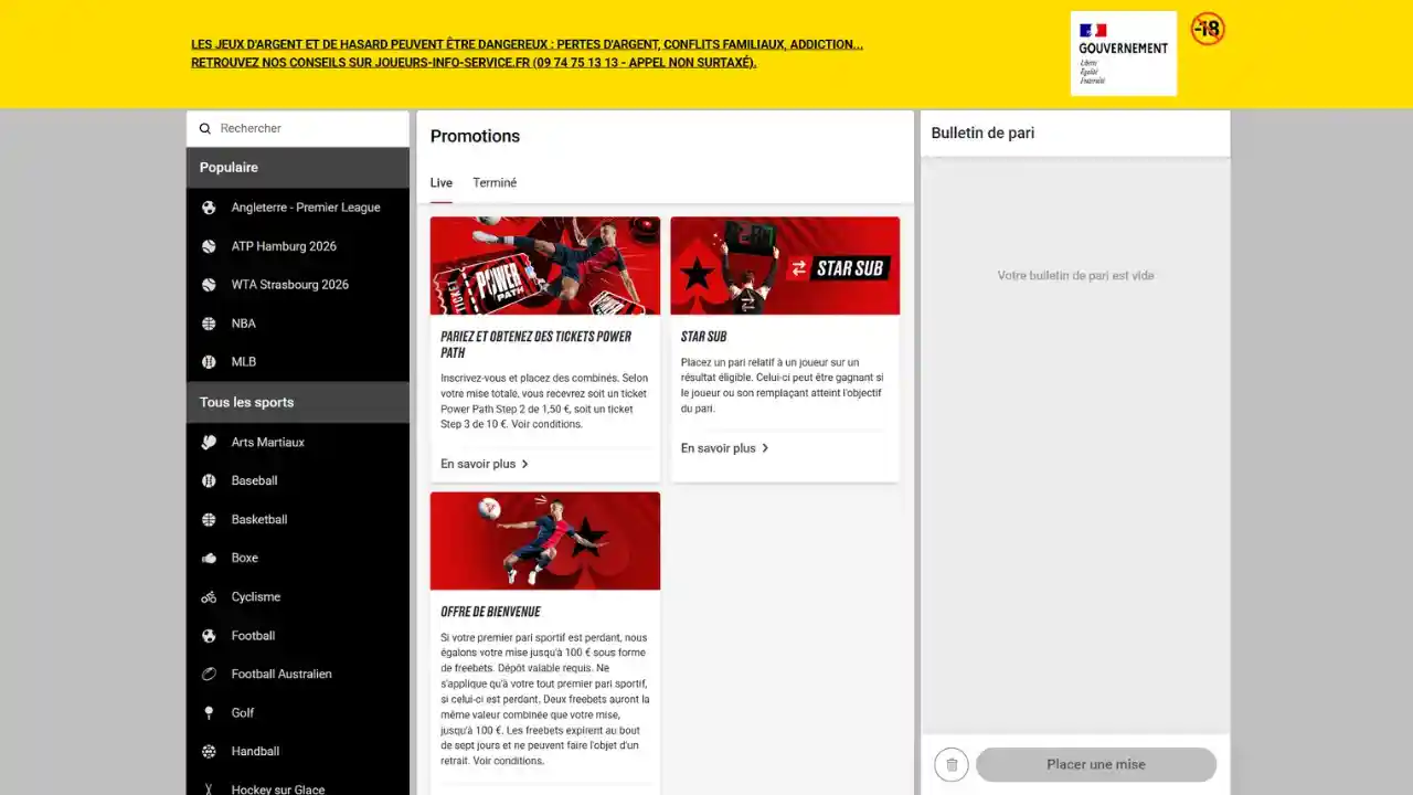 Aperçu des promotions disponibles sur PokerStars Sport