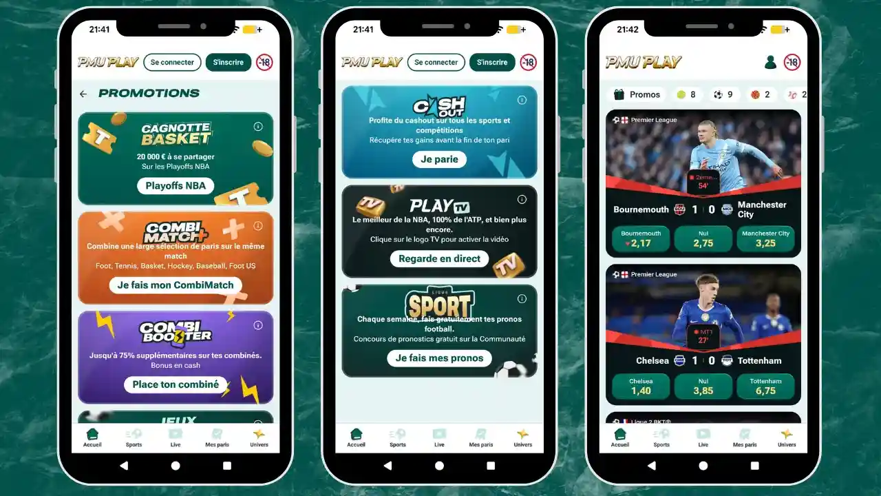 Aperçu des promotions disponibles sur l'application mobile PMU Play
