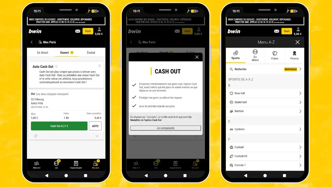 Aperçu du Cash Out et du Cash Out Auto sur Bwin