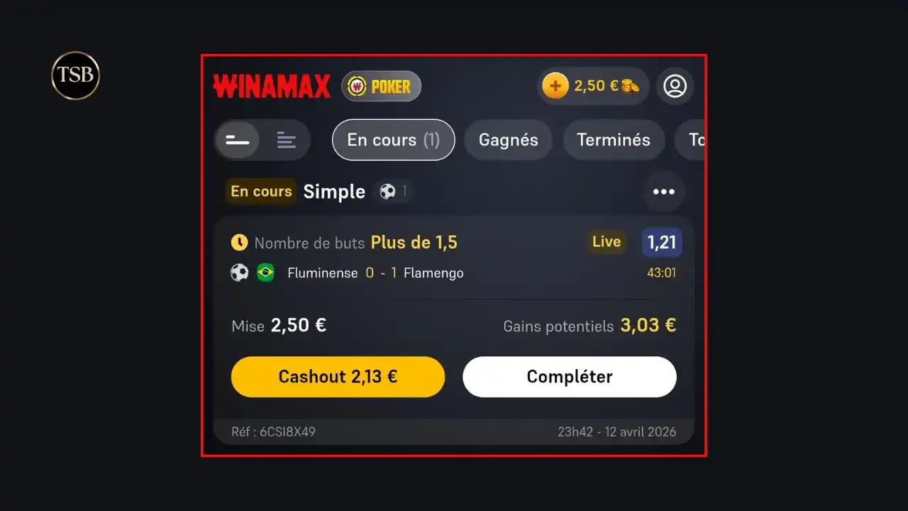 Bouton Compléter mon pari sur Winamax