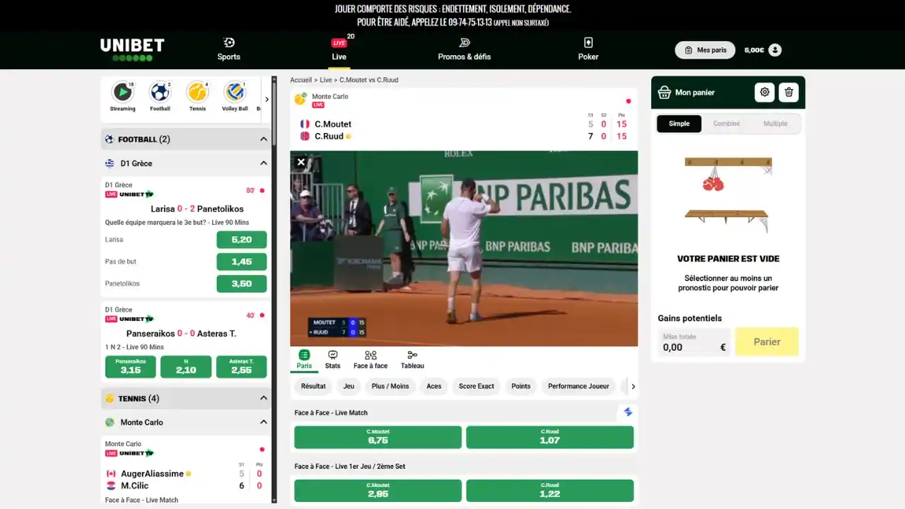 Streaming multiplex Unibet TV