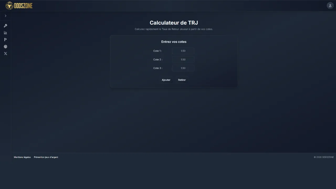 calculatrice TRJ taux de retour joueur de oddszone.fr