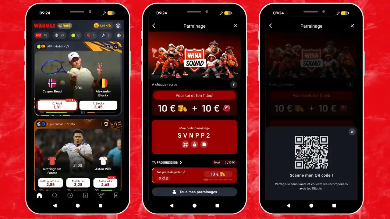 Où trouver son lien de parrainage Winamax sur l'application