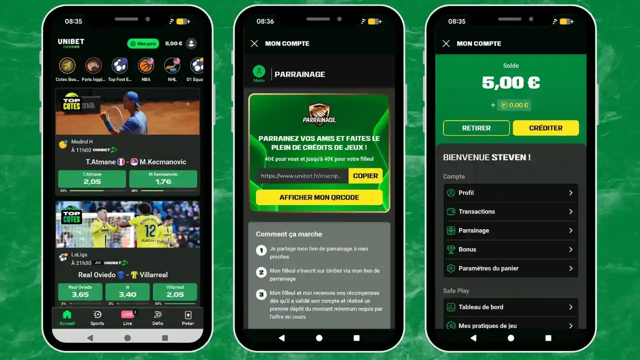 Parcours pour parrainer un filleul sur Unibet