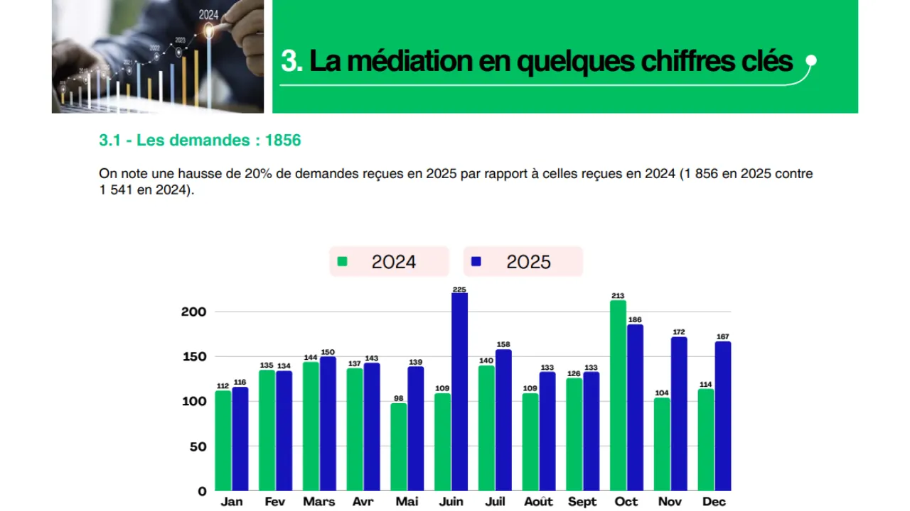 graphique mensuel des demandes 2024-2025 par l'anj
